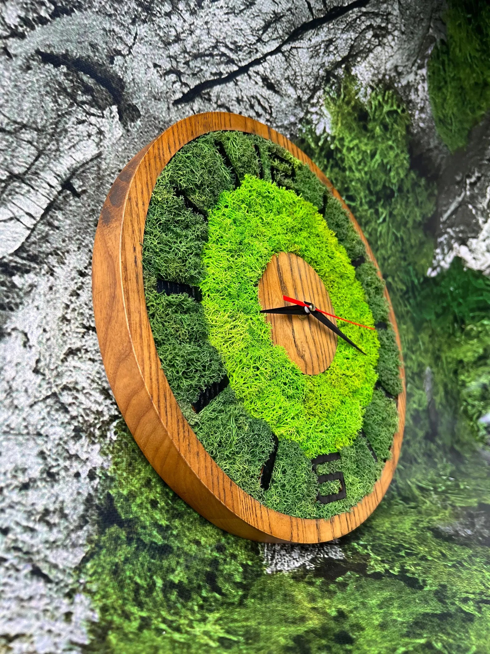 Moss Wall Clock – Handmade Wood and Preserved Moss Wall Decor