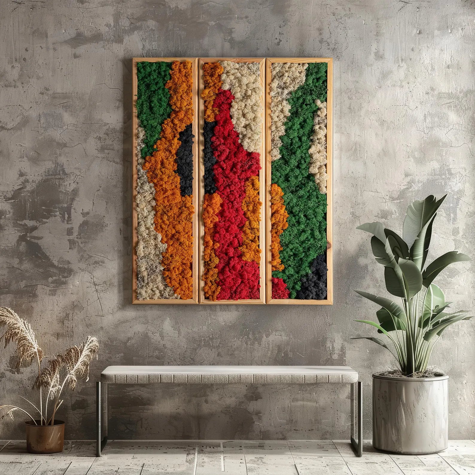 Handmade Preserved Moss Wall Art – Colorful Wooden Panel | Eco-Friendly Wall Decor & Anniversary Gift
