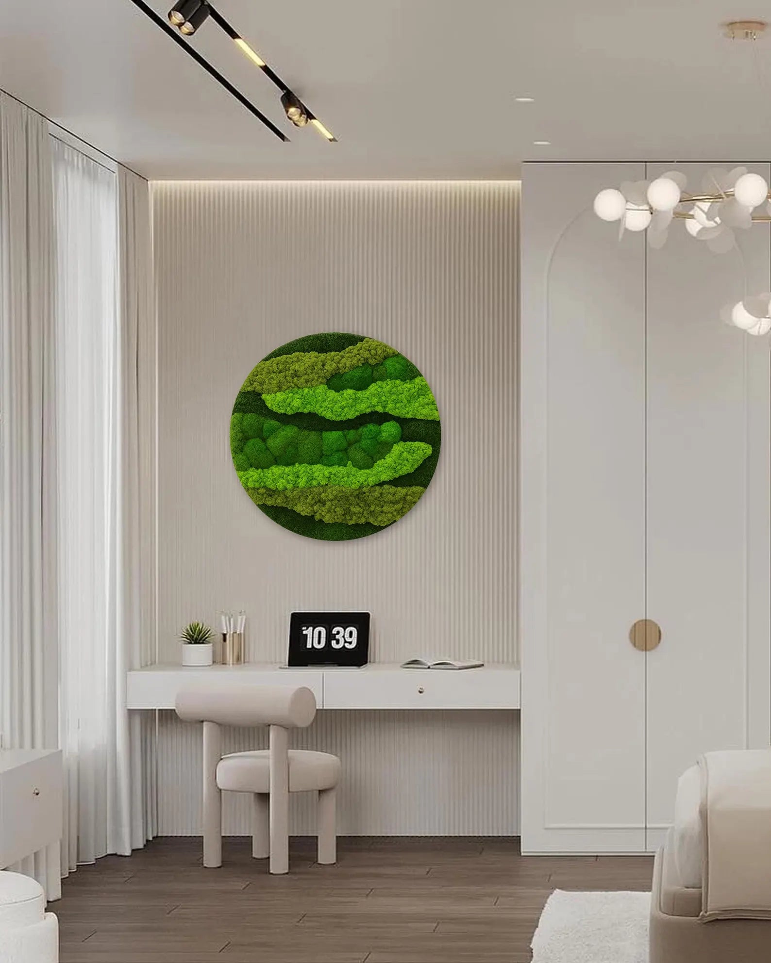 Extra Large Preserved Moss Wall Art – Natural Dried Moss Decor with LED, Aesthetic Wall Hanging for Modern Room & Home