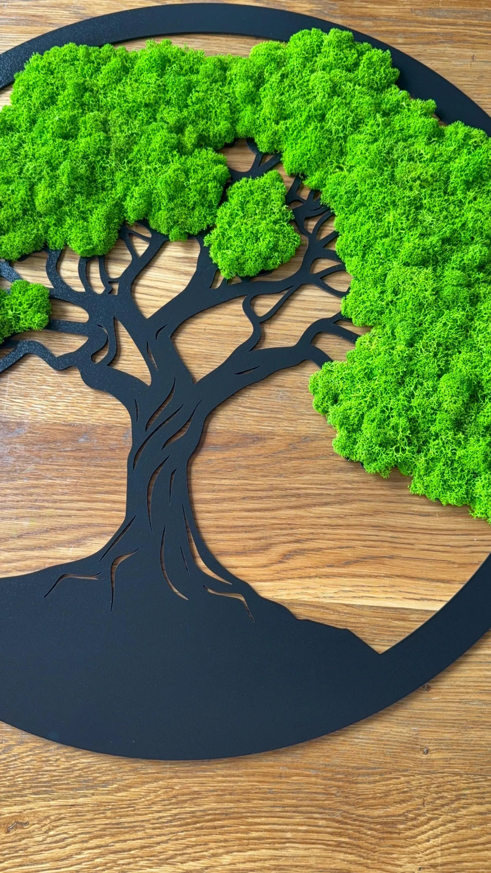 Tree of Life Moss Wall Art – Natural Reindeer Moss on Wood | Modern Wall Decoration (20–60 cm)