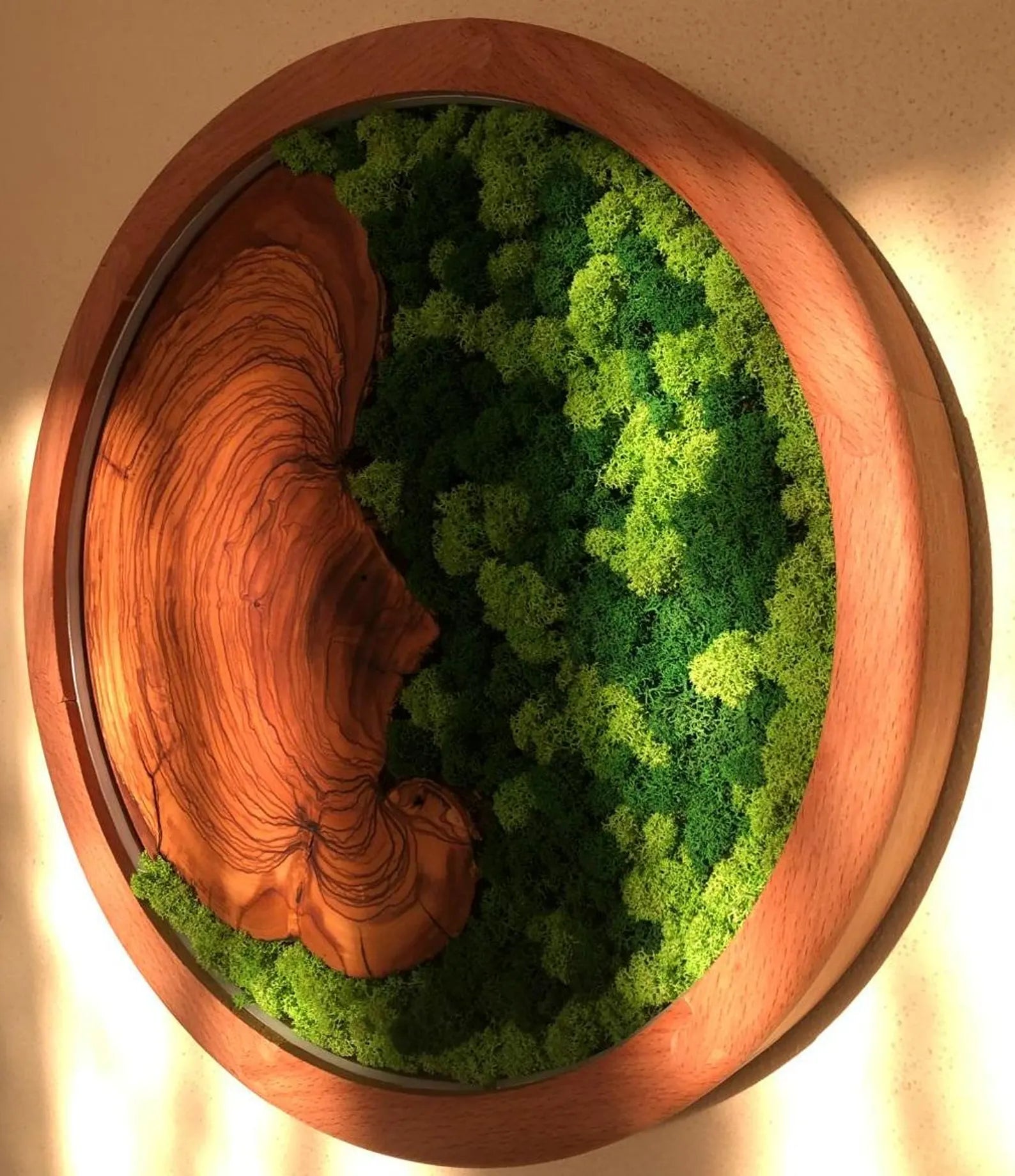 Handmade Moss Wall Decor: Wooden Wall Art for a Natural Living Room