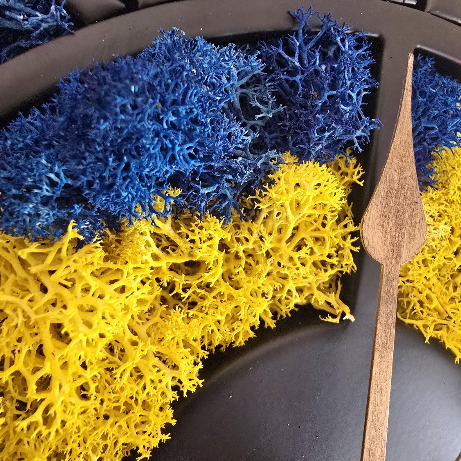 Blue & Yellow Moss Wall Clock – Unique Handmade Scandinavian Natural Home Decor