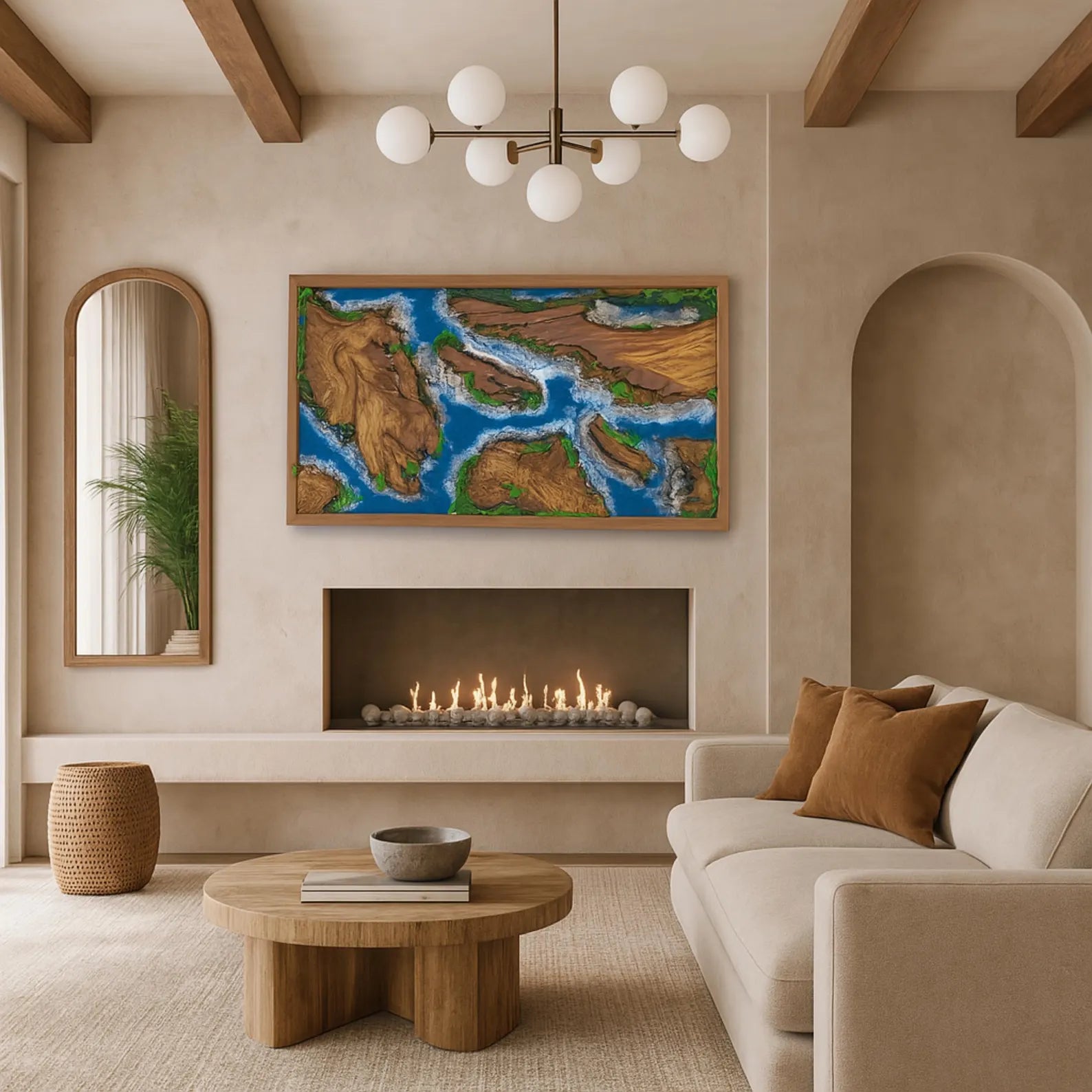 Epoxy Wood & Moss Wall Art – Unique Resin River Design for Modern Home Decor