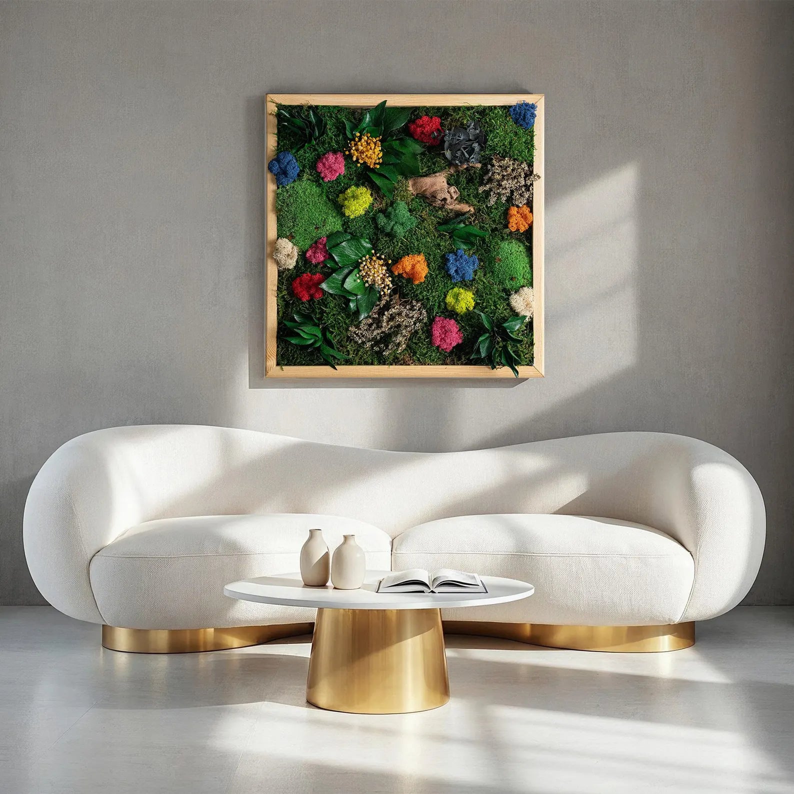 Eco-Friendly Preserved Moss Wall Art – Square Wooden Panel for Home Decor