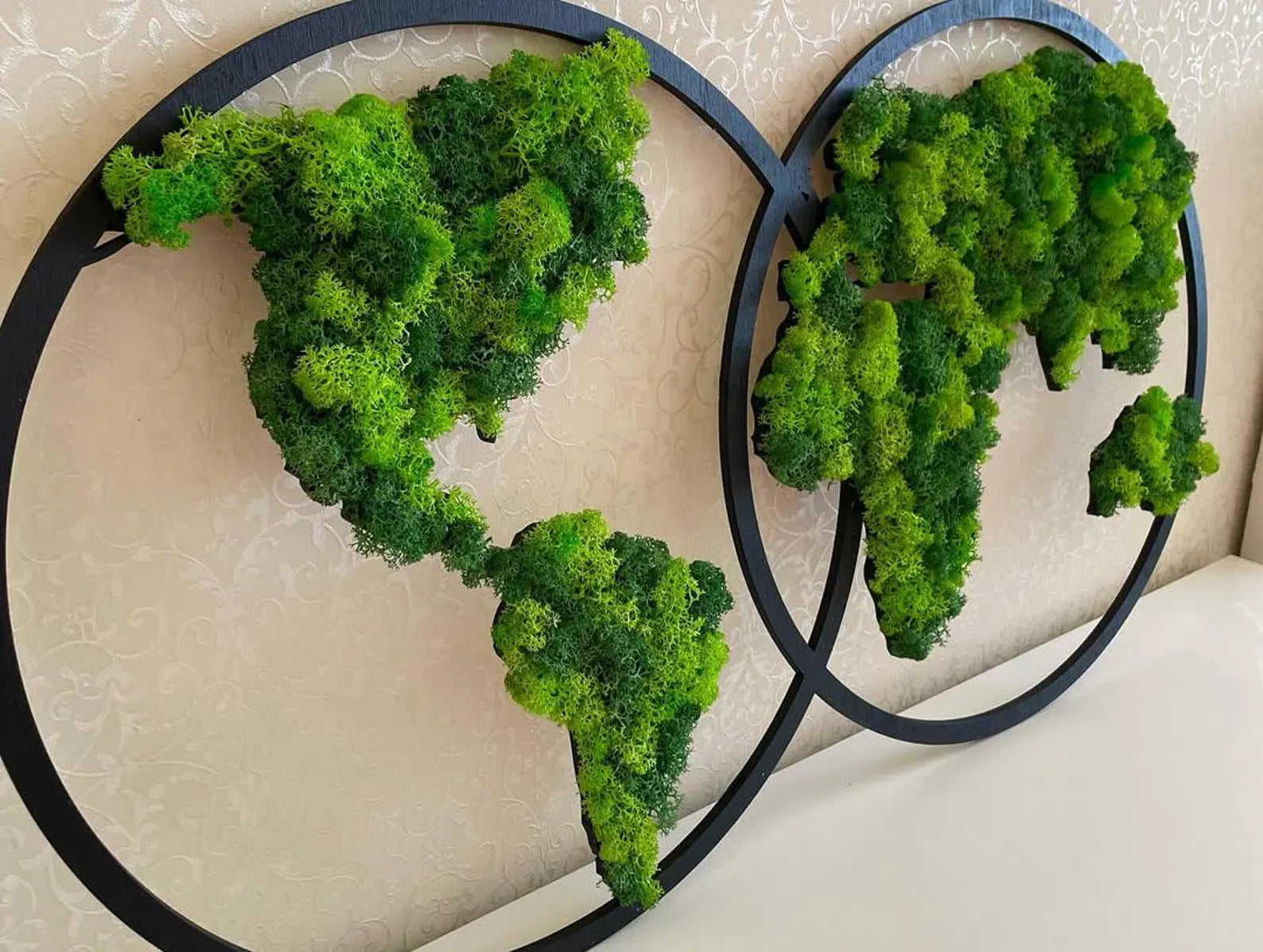 World Map Moss Wall Art – Extra Large Preserved Moss Home Decor