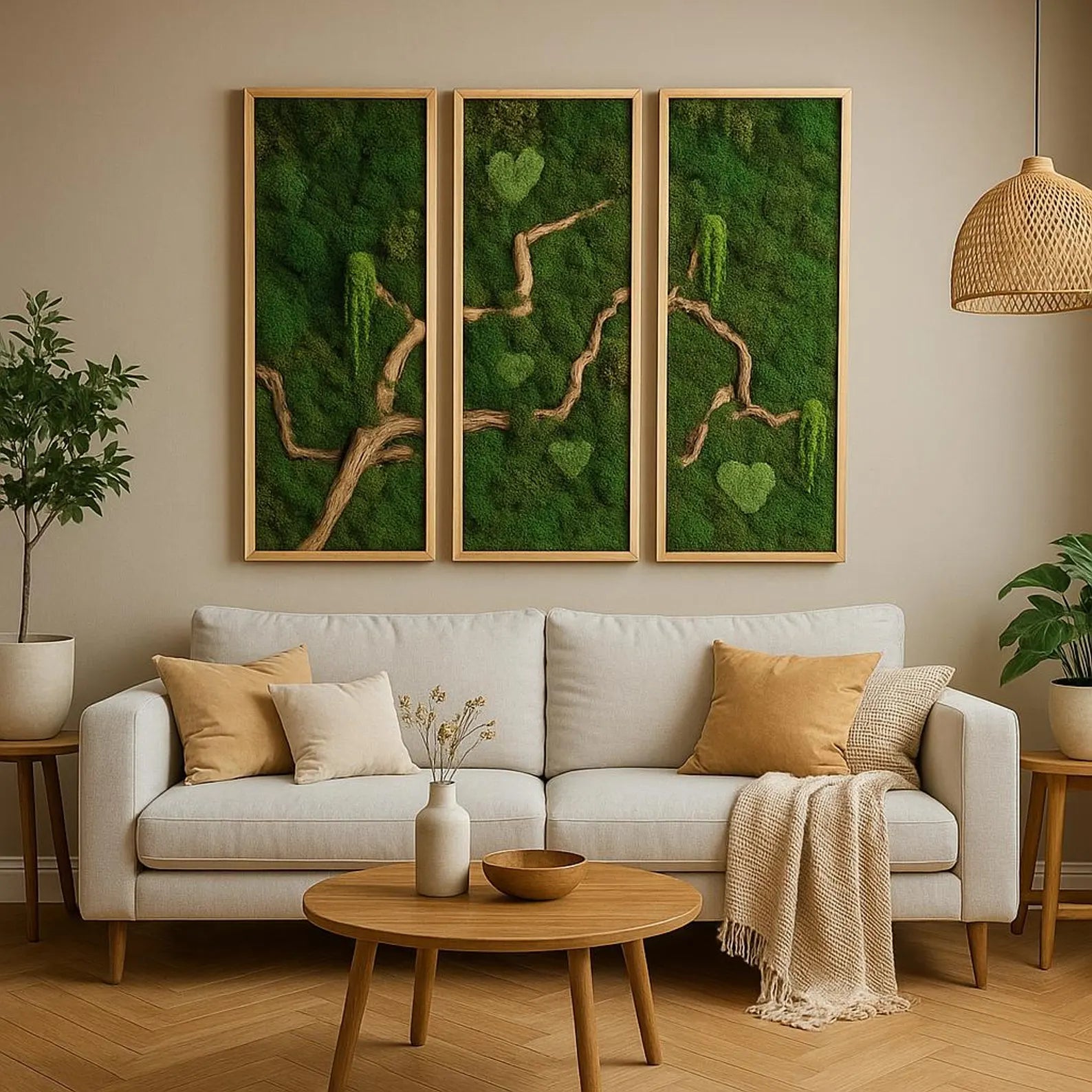 Bonsai Wall Art – Wooden Moss Wall Decor, Modern Home and Office Decoration, Vertical Garden, Mediterranean Style