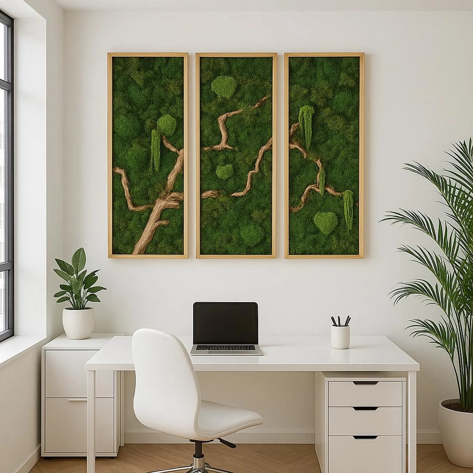 Bonsai Wall Art – Wooden Moss Wall Decor, Modern Home and Office Decoration, Vertical Garden, Mediterranean Style