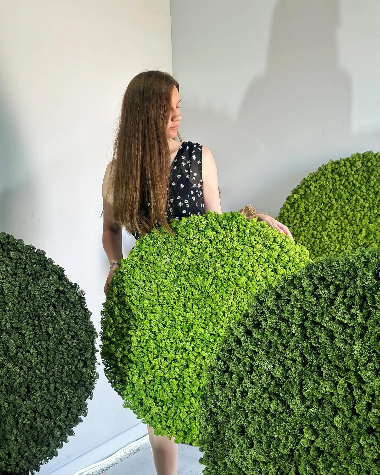 Round Moss Wall Art – Handmade Preserved Moss Circle Decor for Modern Living Spaces