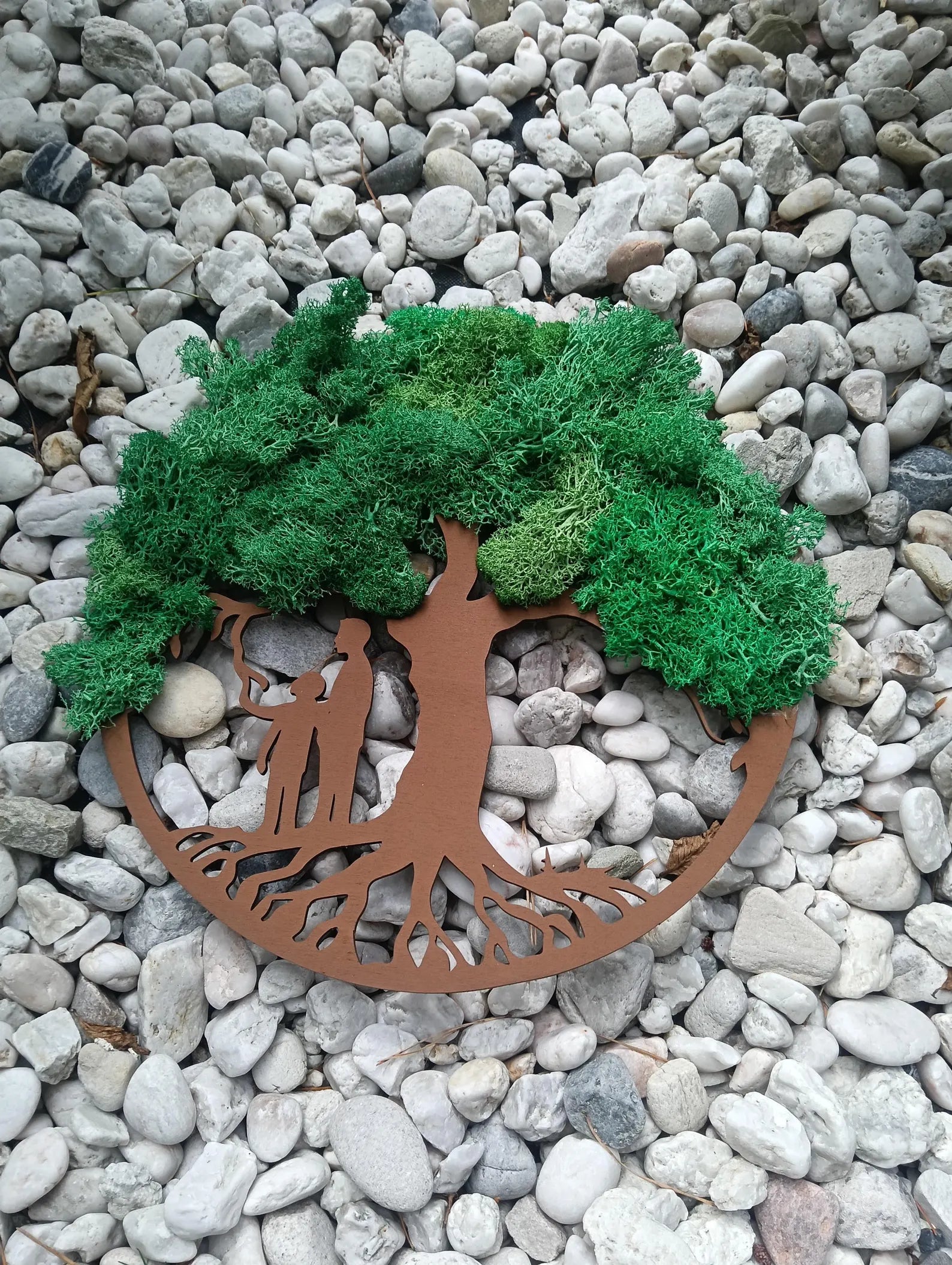 Tree of Life Wall Art with Moss – Handmade Wooden Home Accent