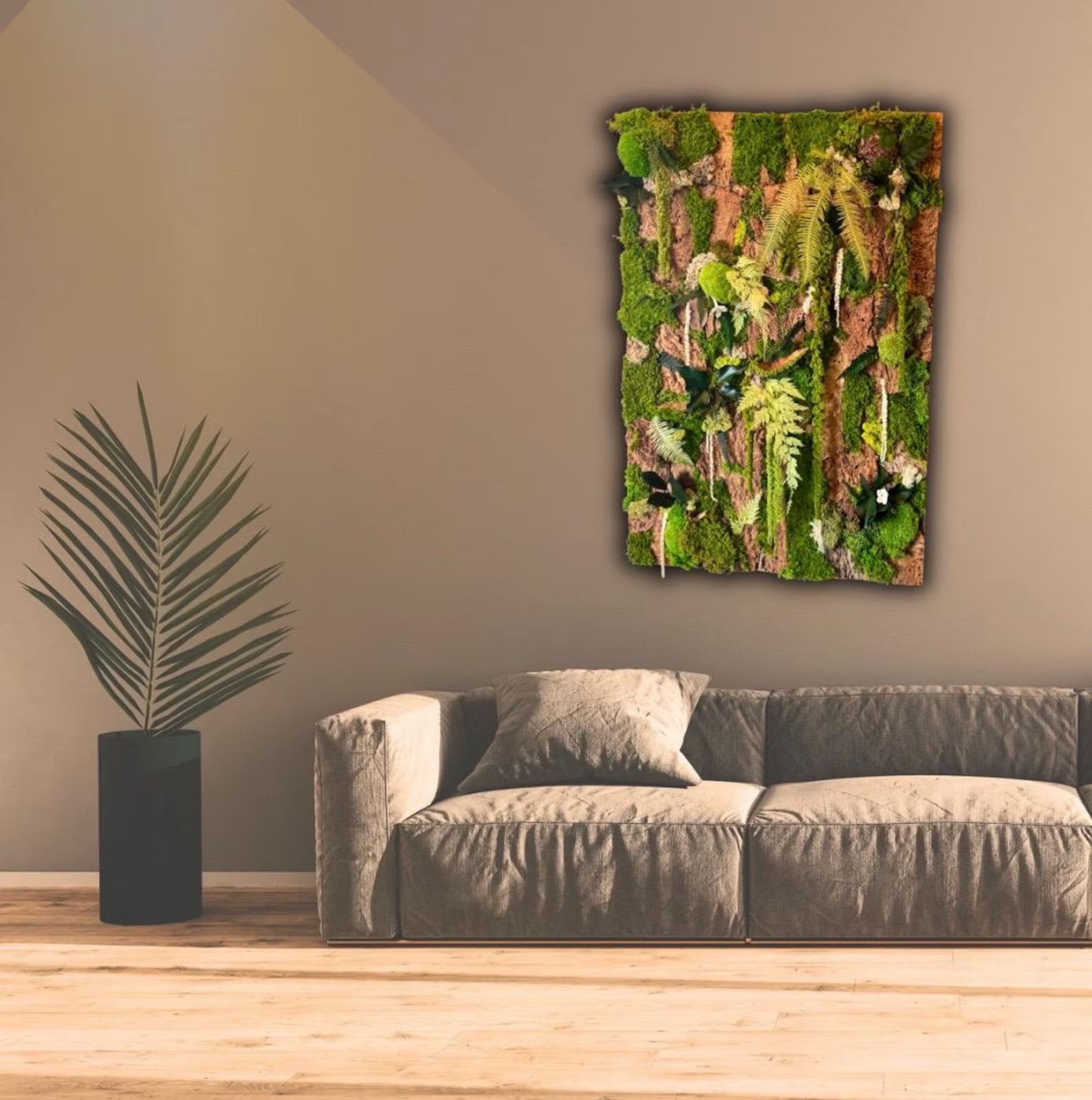Handmade Stabilized Plant Frame on Cork Bark – Unique Rainforest Wall Art