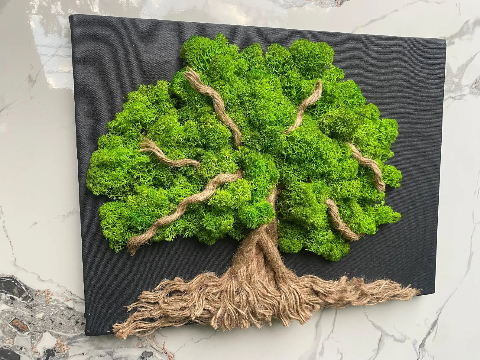 Moss Tree of Life Wall Art – Large Wooden Wall Decor – Nature-Inspired Green Tree Design