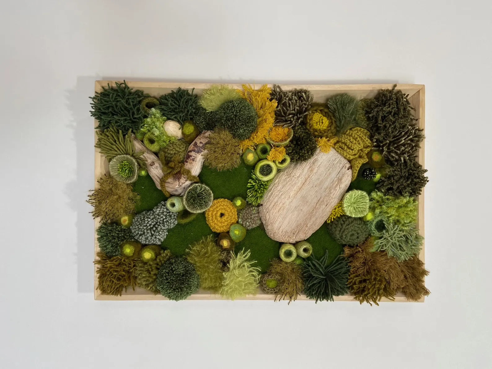 Rectangular Wood Frame | Moss Wall Art with Yarn & Felt