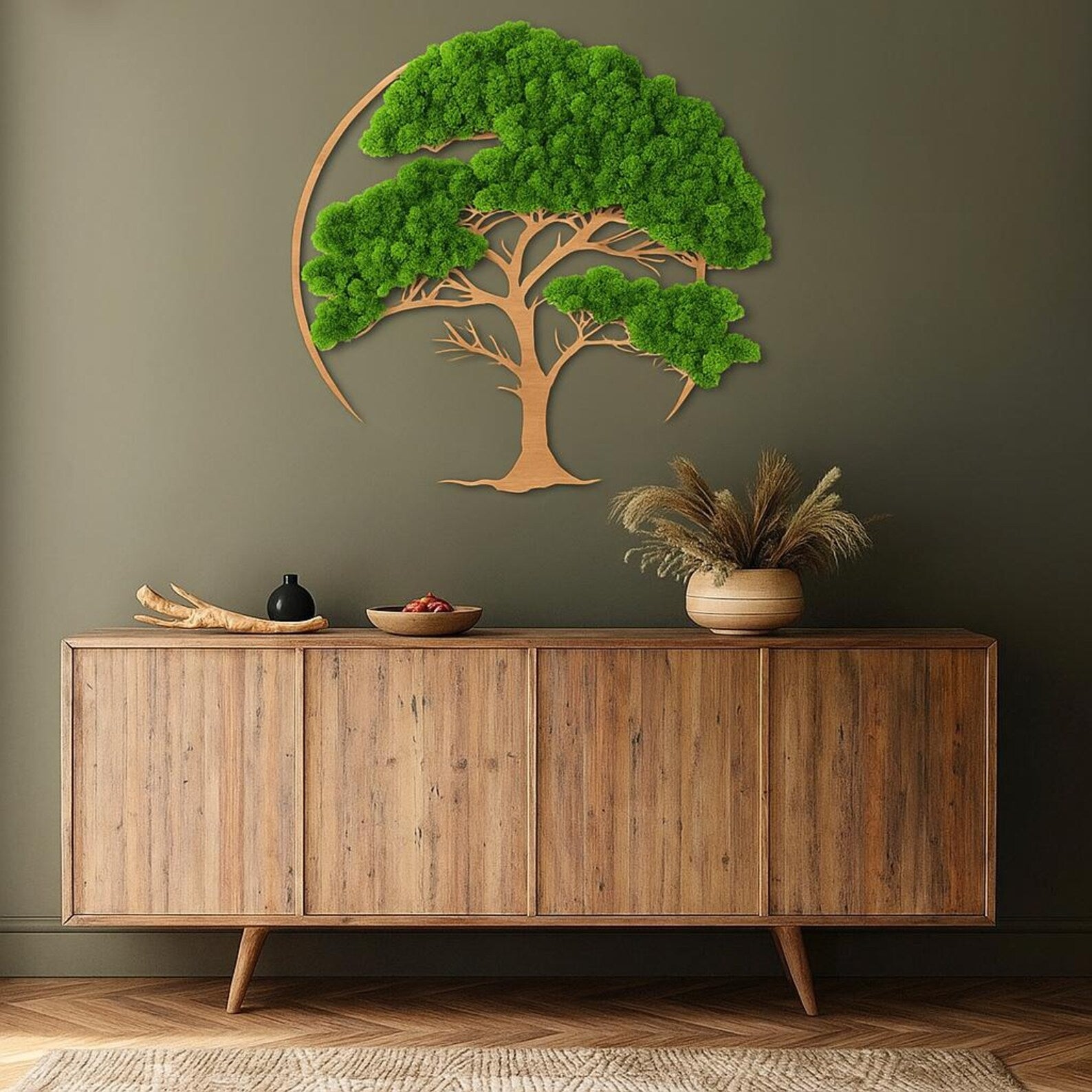 Rustic Moss Wall Art – Handmade Moss Panel for Unique Home Wall Decor