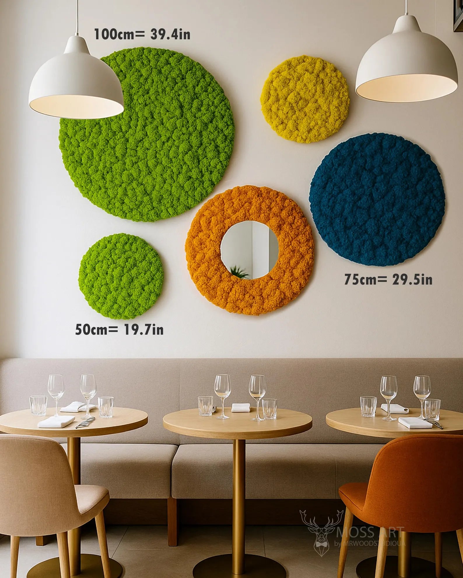 Round Moss Wall Art – Handmade Preserved Moss Circle Decor for Modern Living Spaces
