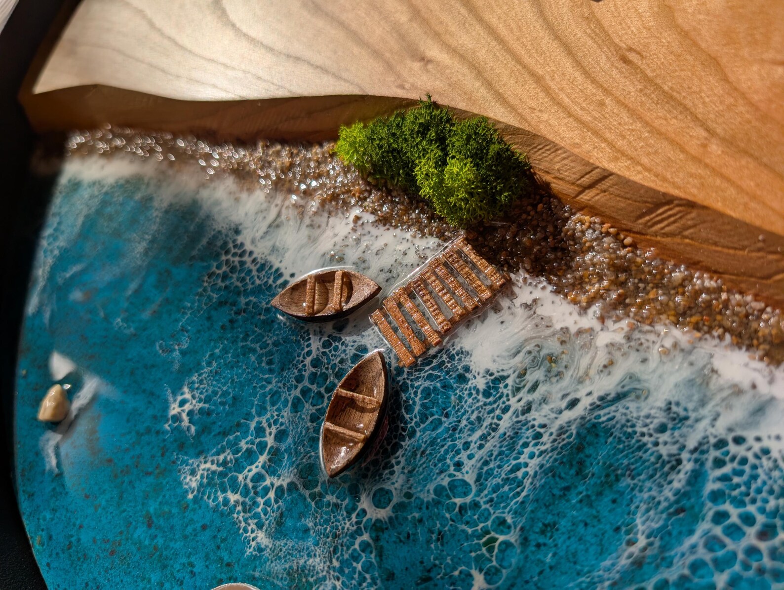 Ocean Resin Wall Clock – Large Handmade Coastal Clock for Modern Beach Home Décor