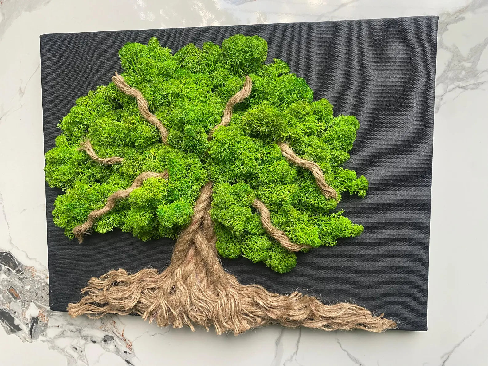 Moss Tree of Life Wall Art – Large Wooden Wall Decor – Nature-Inspired Green Tree Design