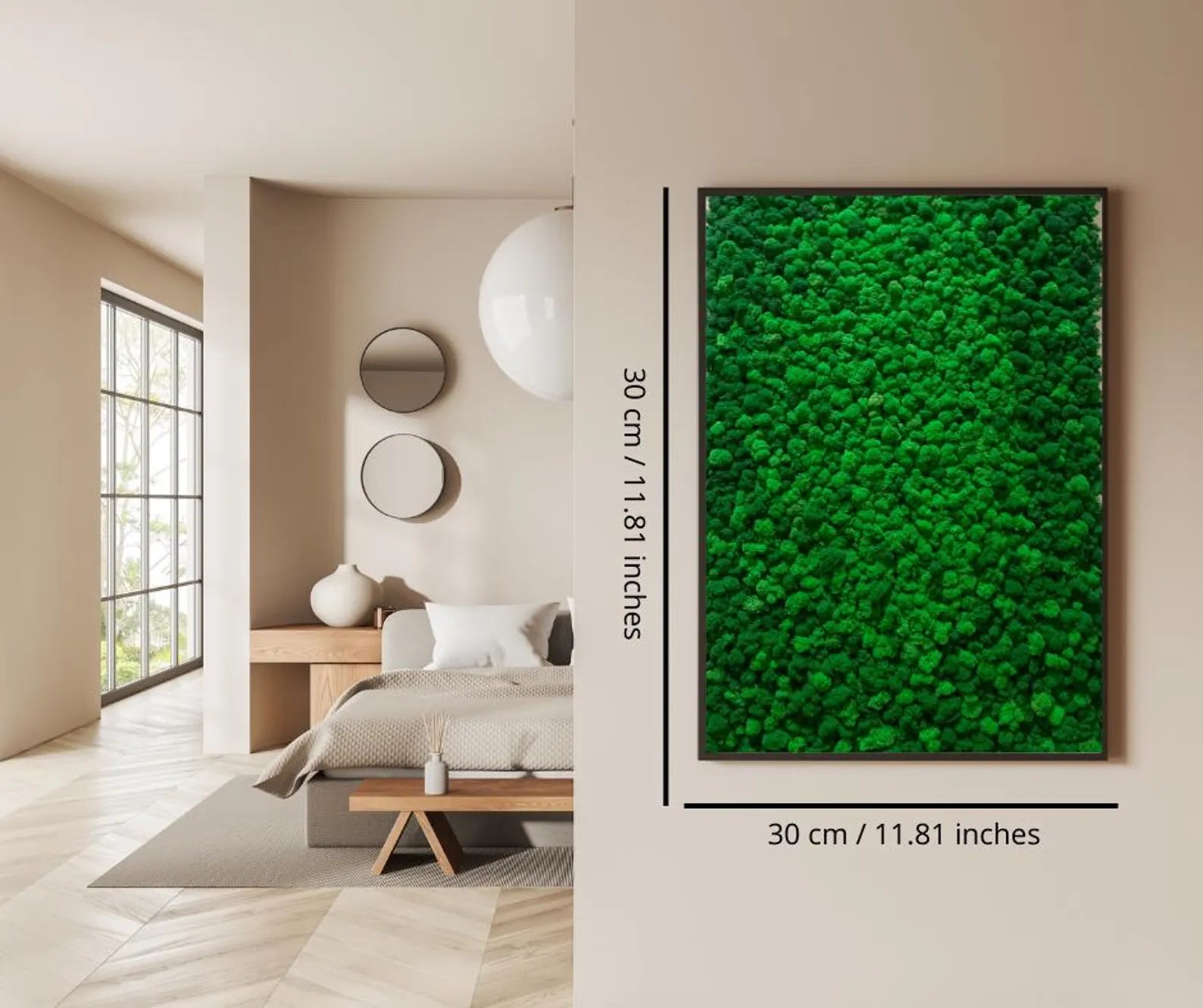 Moss Wall Art QR Code Sign – Wooden Frame Botanical Business Sign & Unique Wall Accent