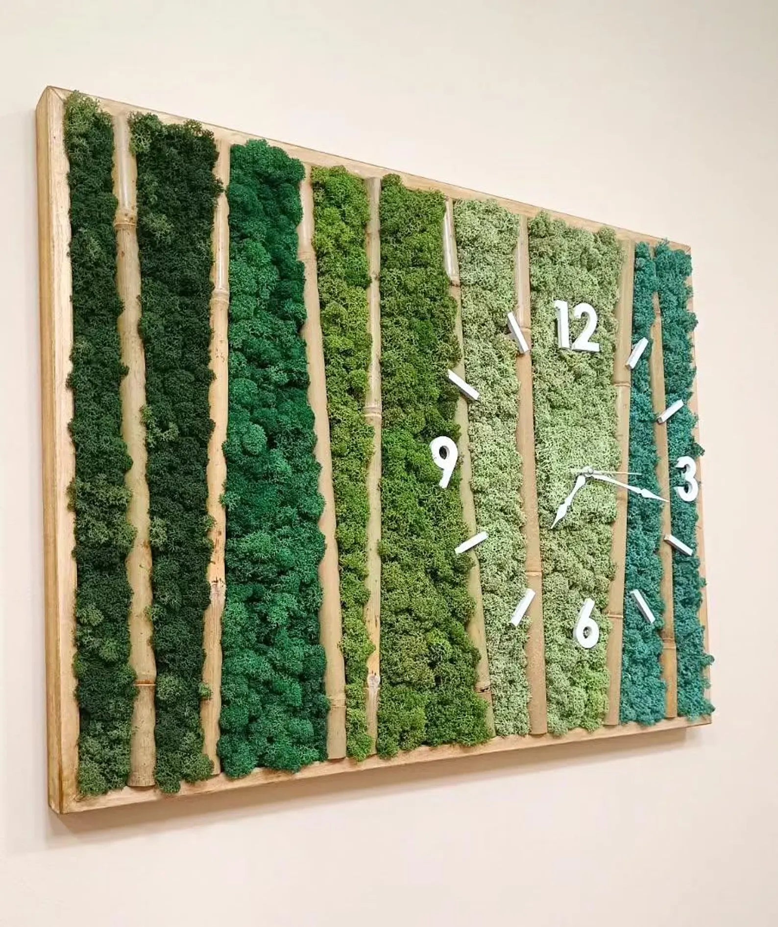 Stabilized Moss Wall Clock – Minimalist Preserved Moss Panel | Botanical Wall Hanging & Living Forest Decor