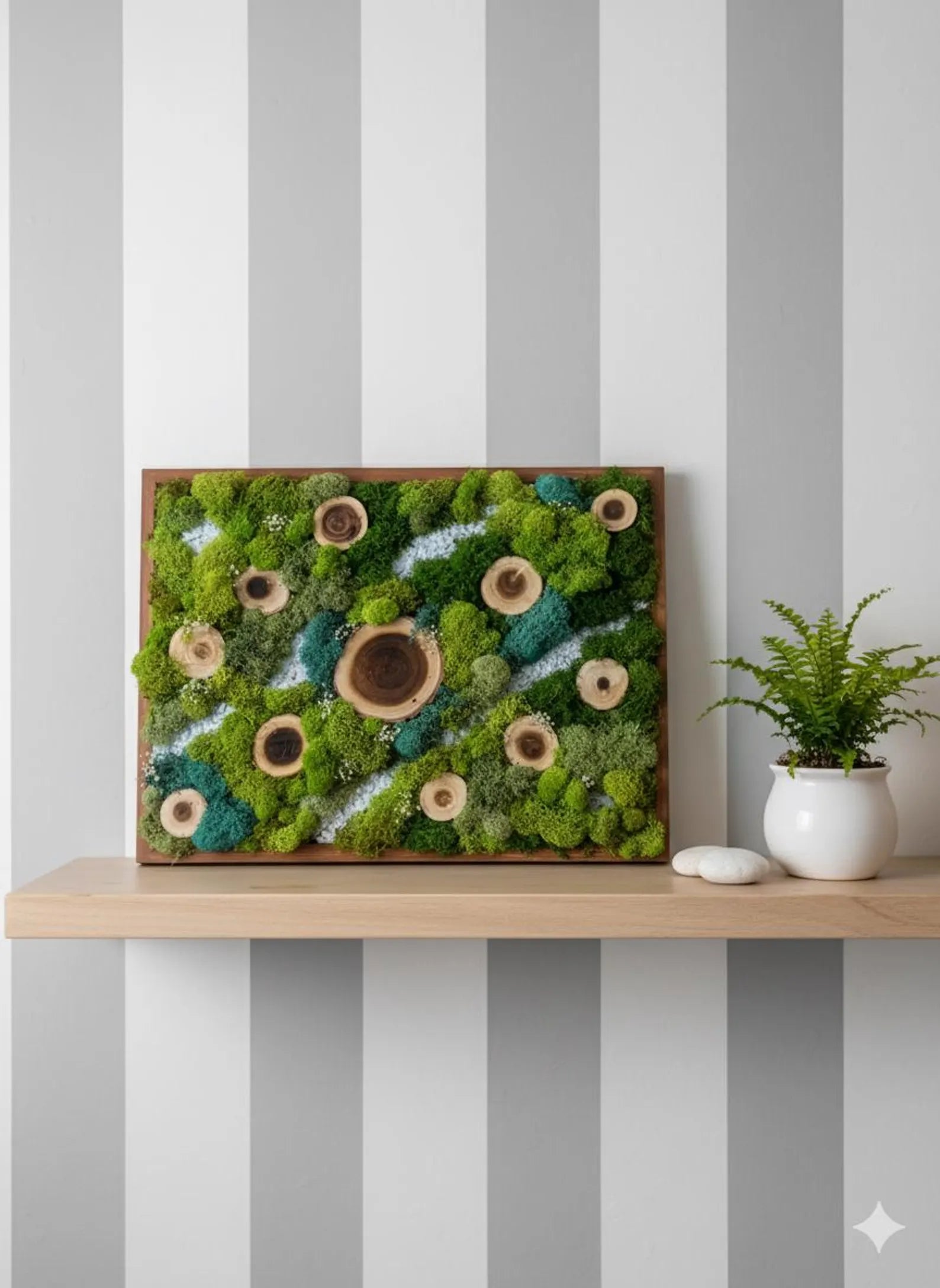 Natural Moss Wall Art | Wooden Landscape Design for Interior Decor