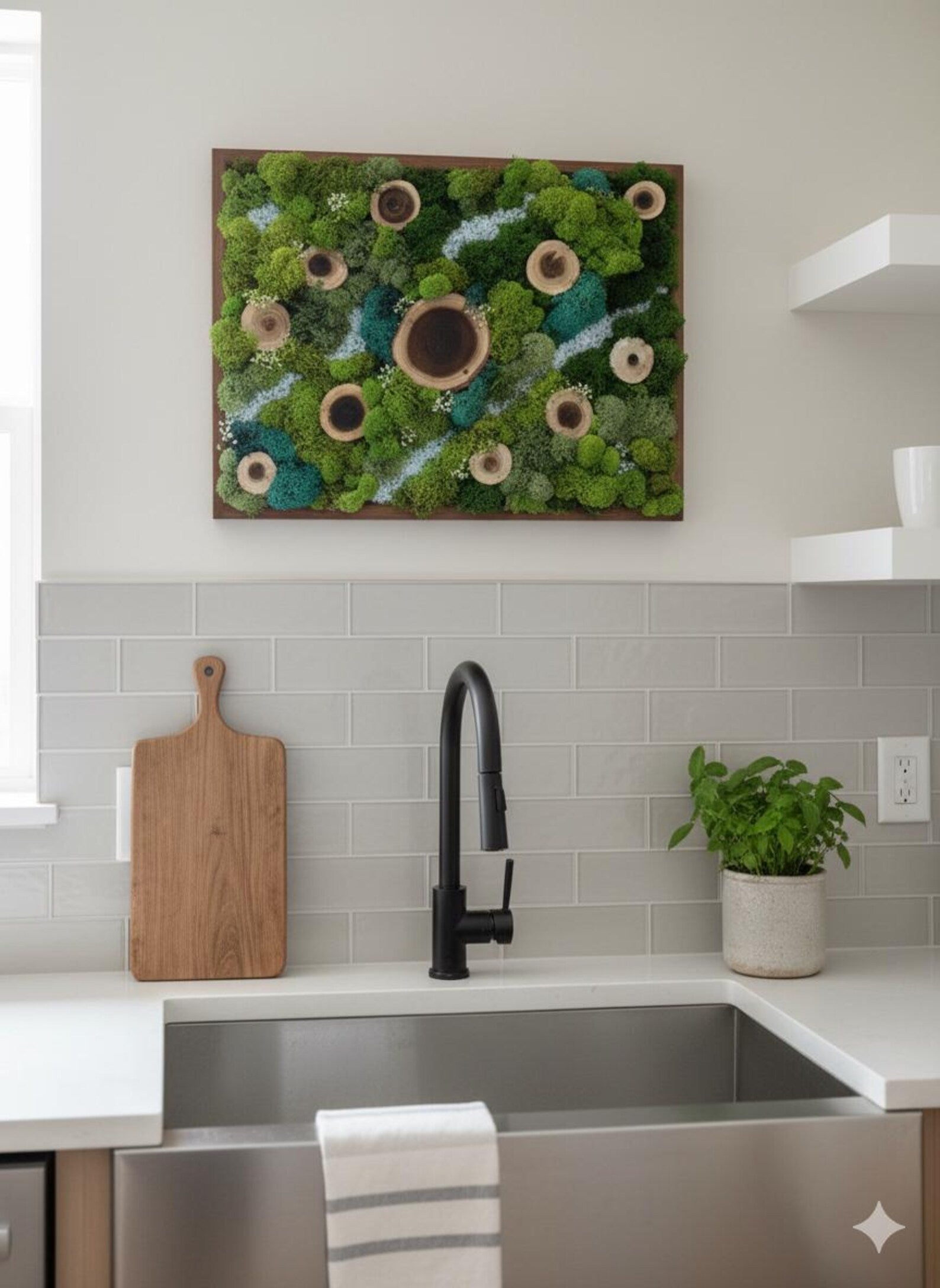 Natural Moss Wall Art | Wooden Landscape Design for Interior Decor