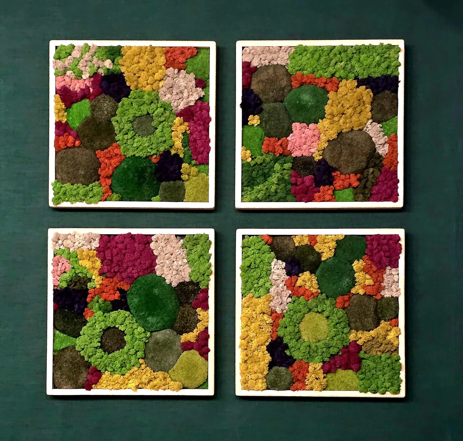 Modular Norwegian Moss Panel – Natural Wall Art in Wooden Frame | Eco-Friendly 50×50 cm Decor
