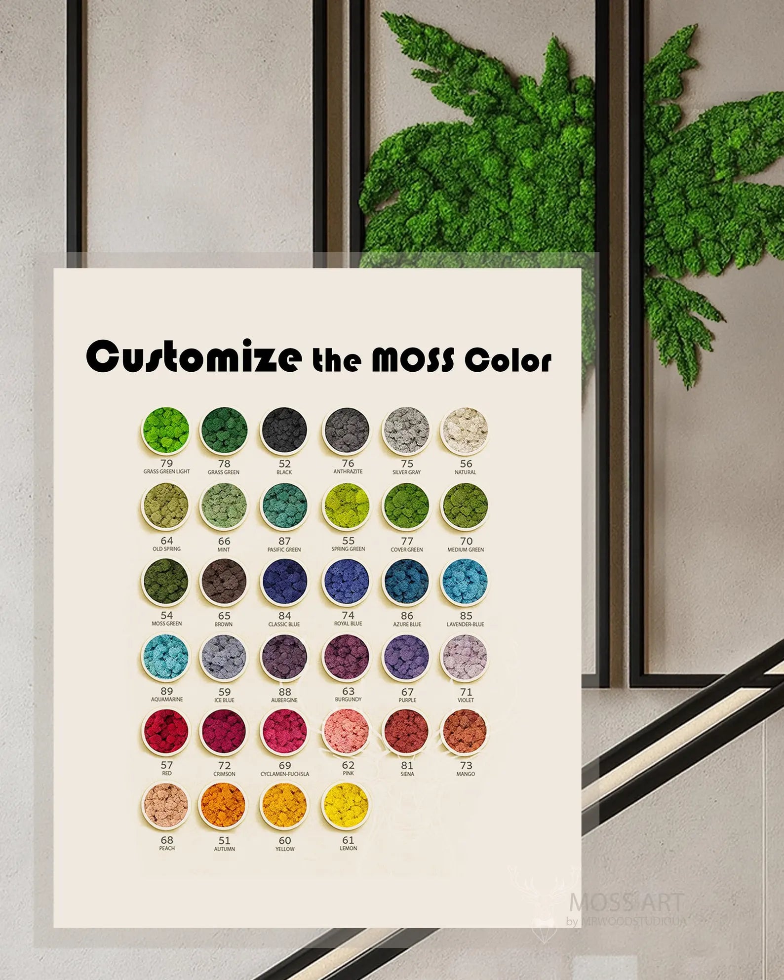 Tropical Moss Wall Art Triptych – Large Preserved Moss Panels with LED