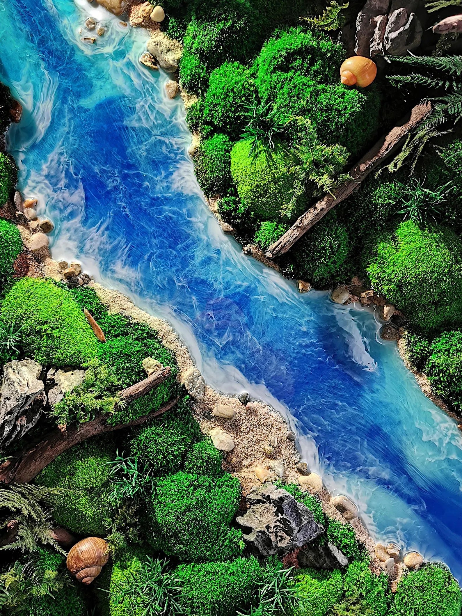 3D Moss Picture Wall Art – Handmade Forest & River Nature Decoration