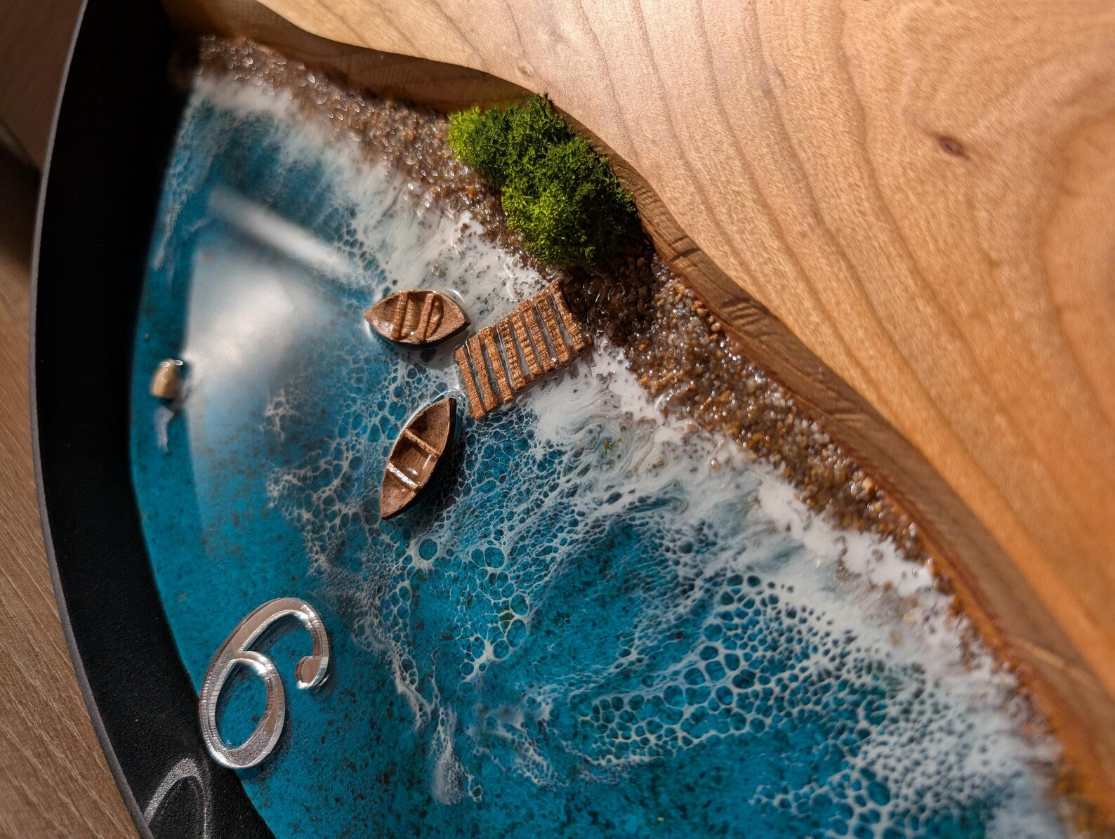 Ocean Resin Wall Clock – Large Handmade Coastal Clock for Modern Beach Home Décor