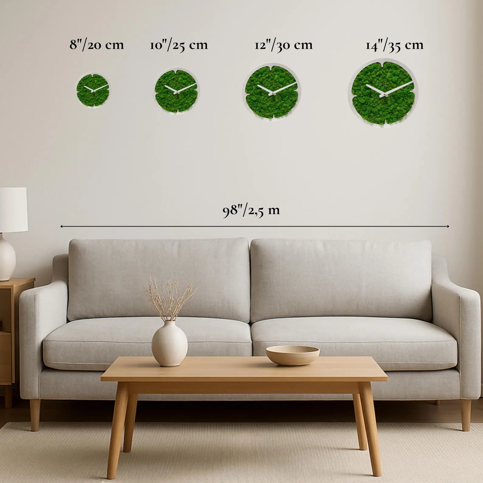 Modern Moss Wall Clock – Small Unique Wall Art for Home Decor & Gifts