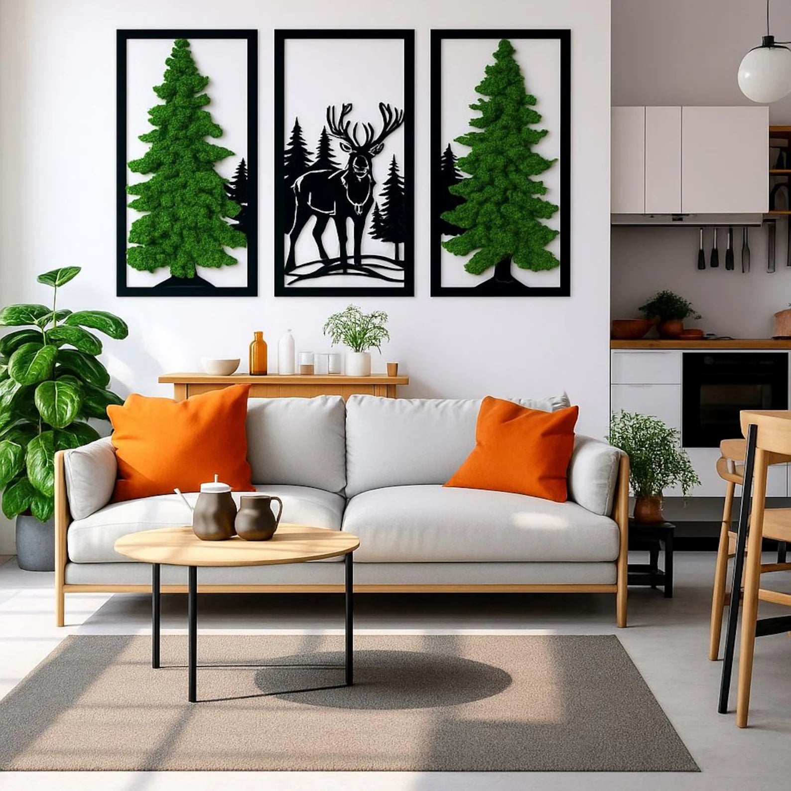 Moss Wall Art Tree – Reindeer Moss Vertical Garden Home & Bedroom Decor