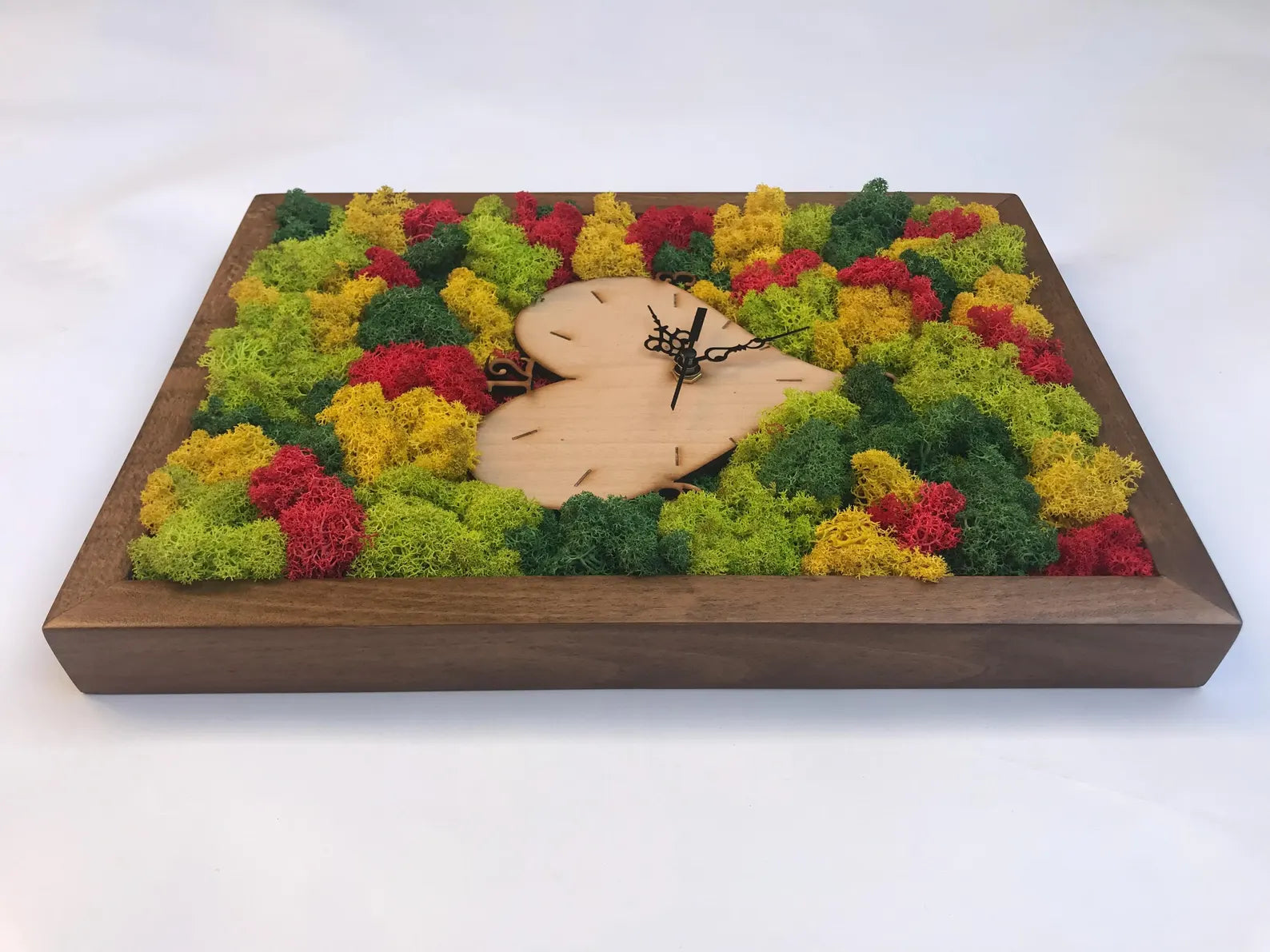 Moss Wall Clock – Handmade Wooden Clock with Preserved Moss, Eco Home Decor