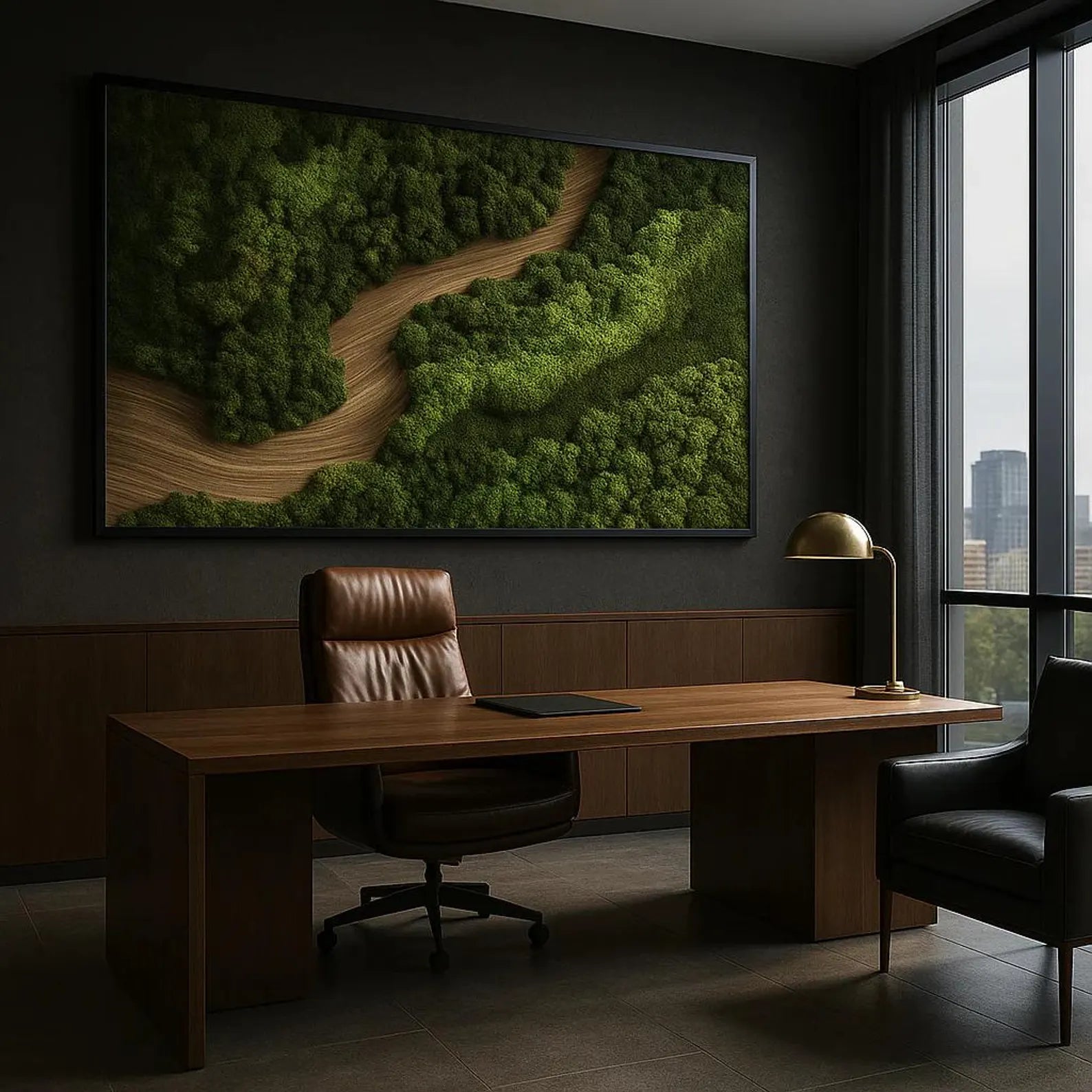 Handmade Moss Wall Art – Preserved Light Moss with Natural Wood Accent | Premium Rectangle Decor (24–144")