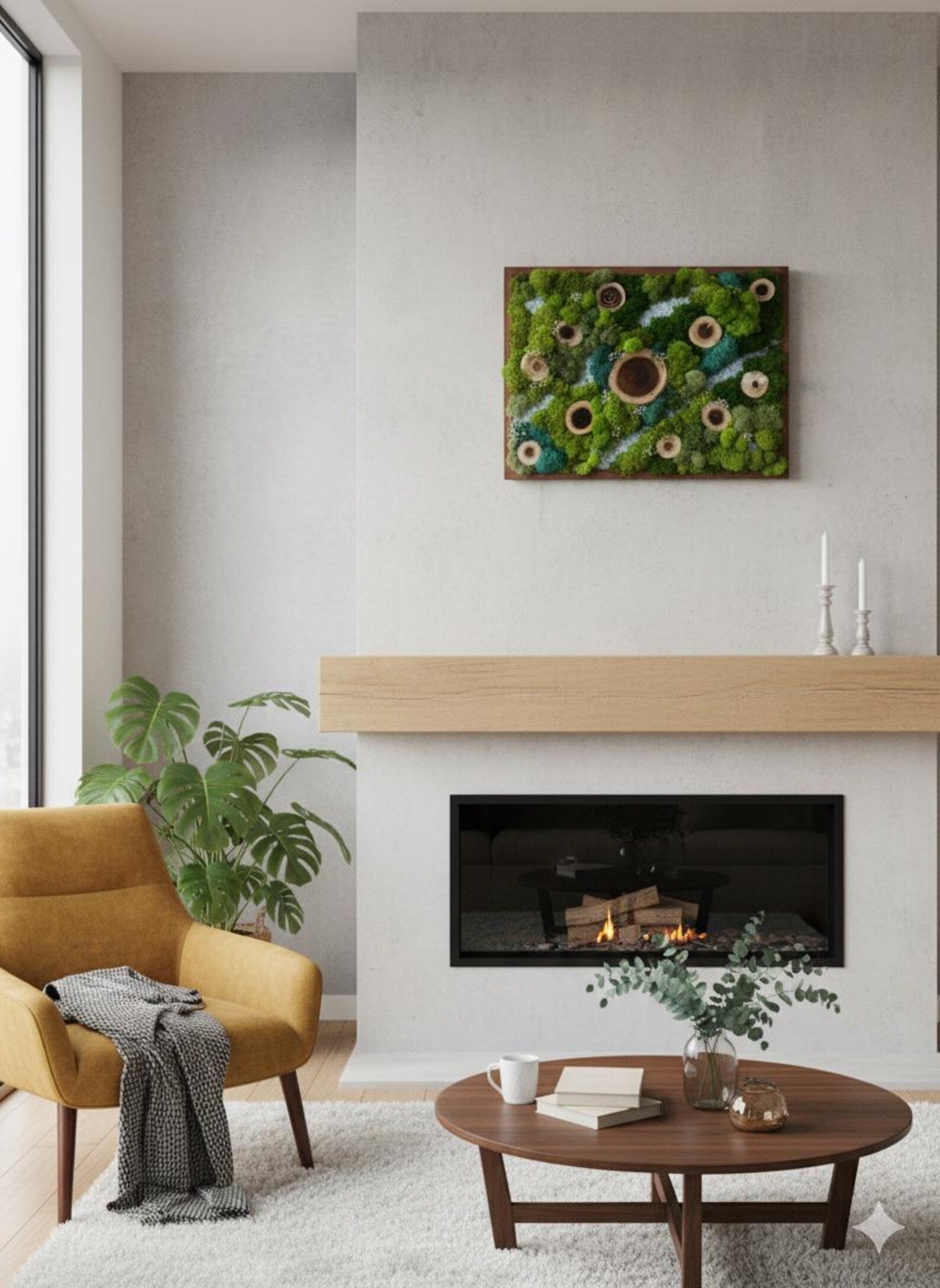 Natural Moss Wall Art | Wooden Landscape Design for Interior Decor