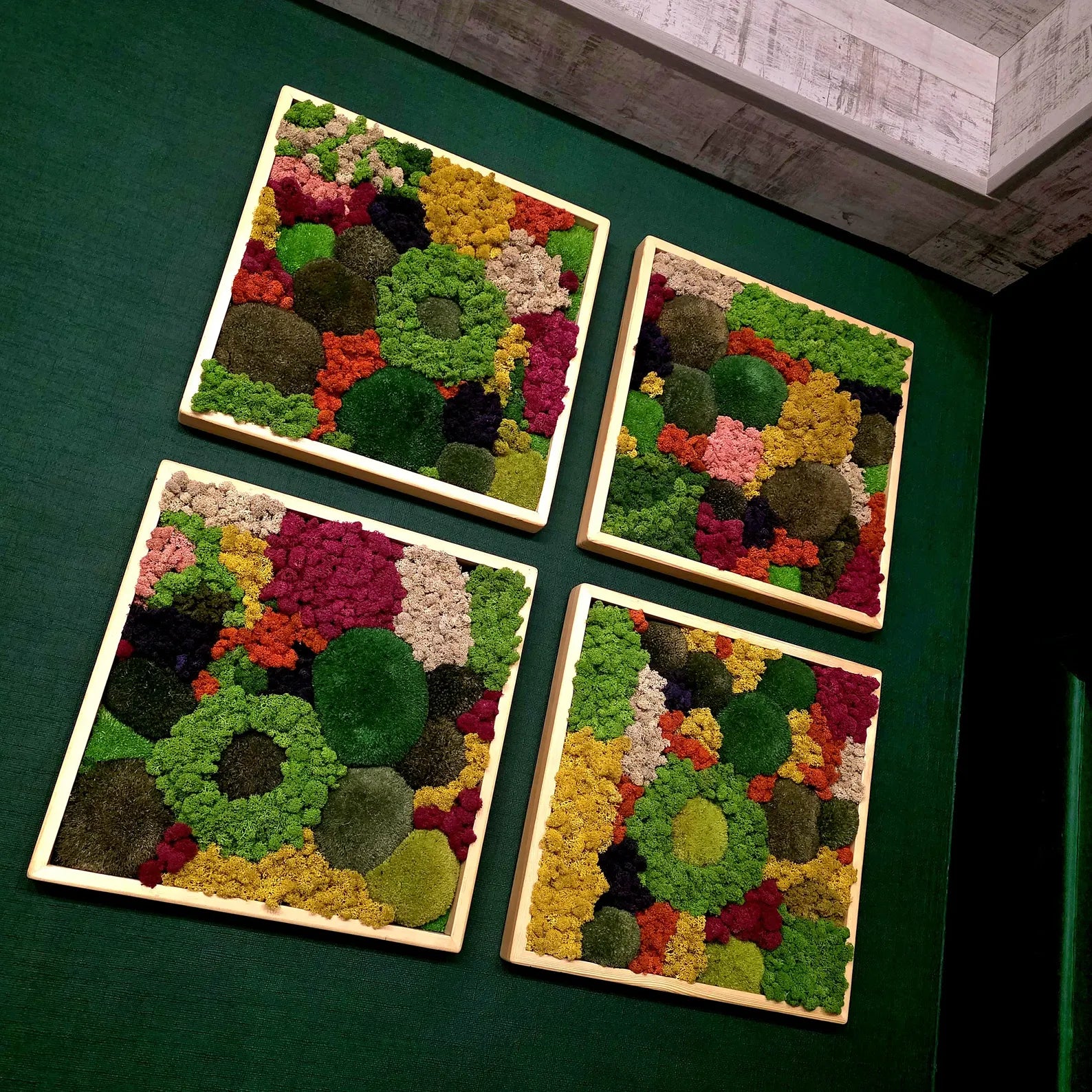 Modular Norwegian Moss Panel – Natural Wall Art in Wooden Frame | Eco-Friendly 50×50 cm Decor