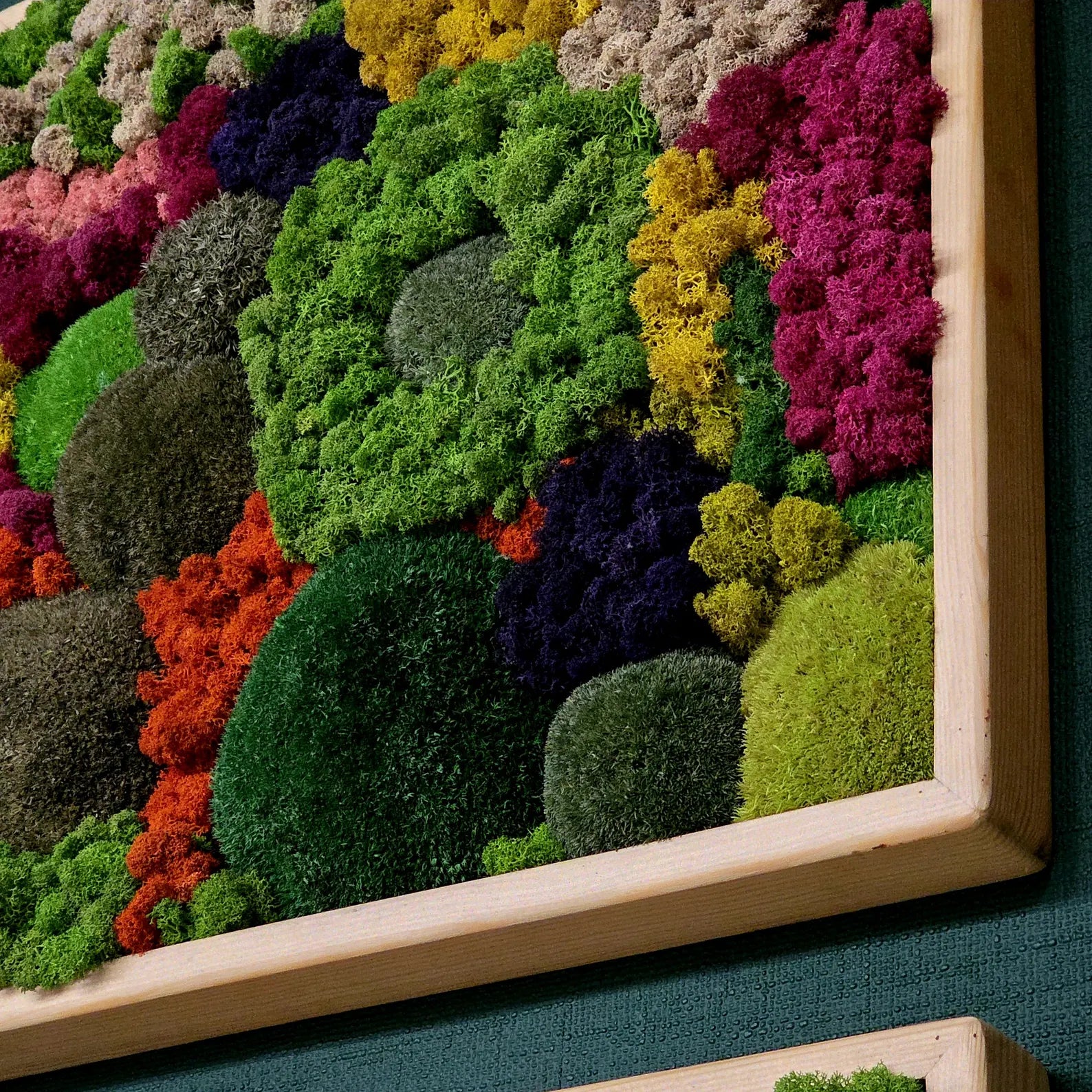 Modular Norwegian Moss Panel – Natural Wall Art in Wooden Frame | Eco-Friendly 50×50 cm Decor