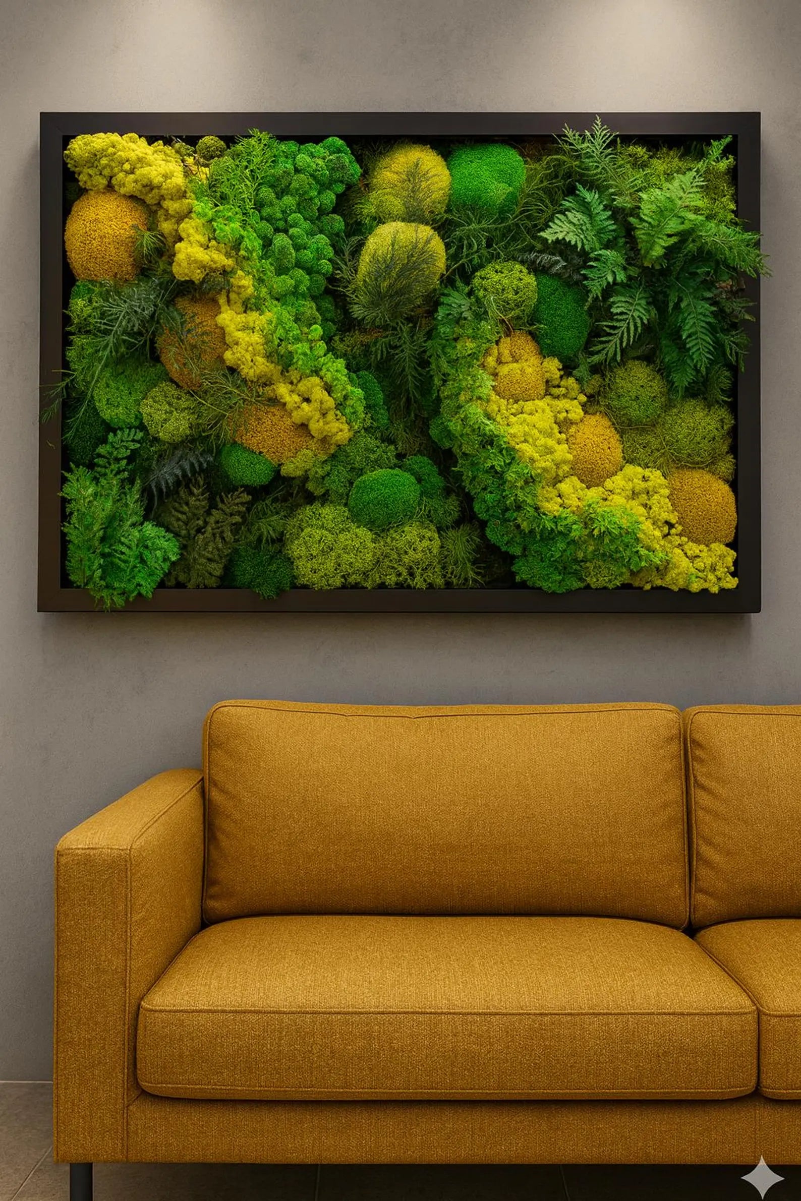 Green Preserved Moss Wall Art with LED – Unique Handmade Wall Decor
