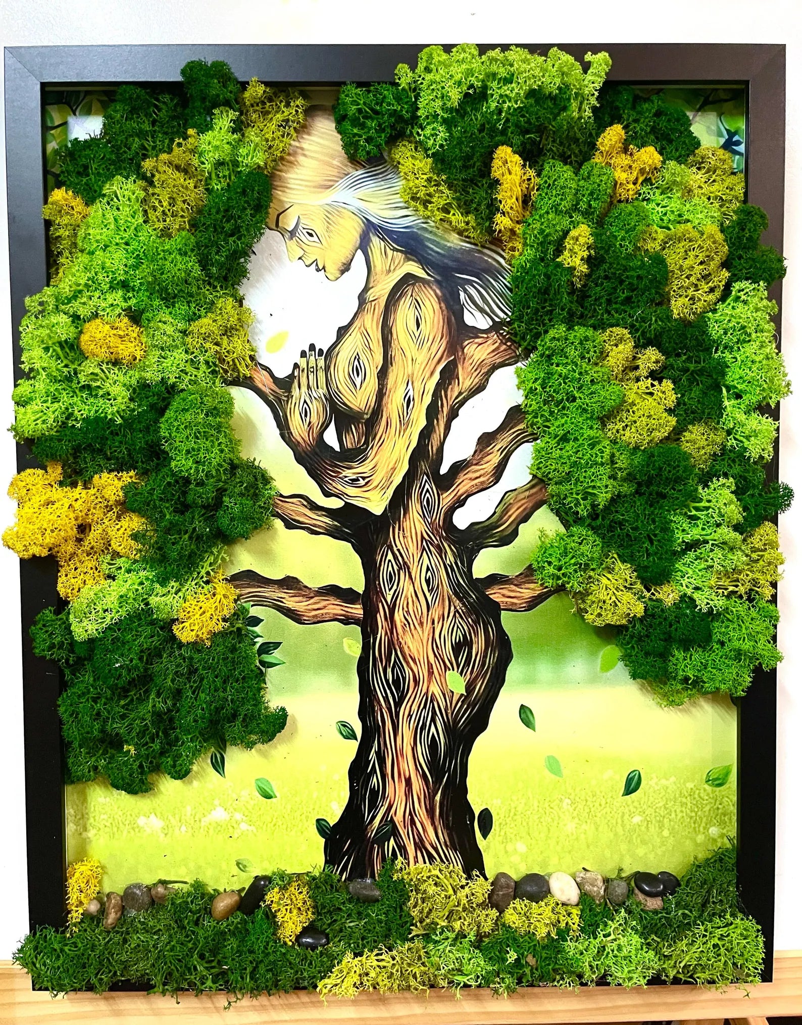 Demeter Tree Woman Wall Art – Scandinavian Moss Goddess Decor – Handmade Eco-Friendly Nature Artwork