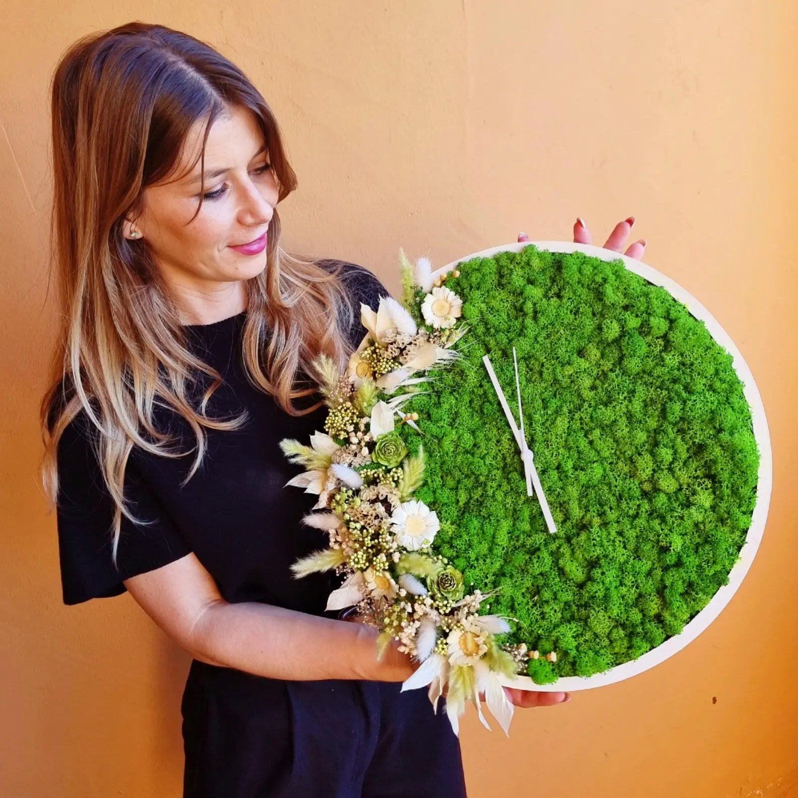 Nature Wall Clock | Handmade Preserved Moss Design 40cm