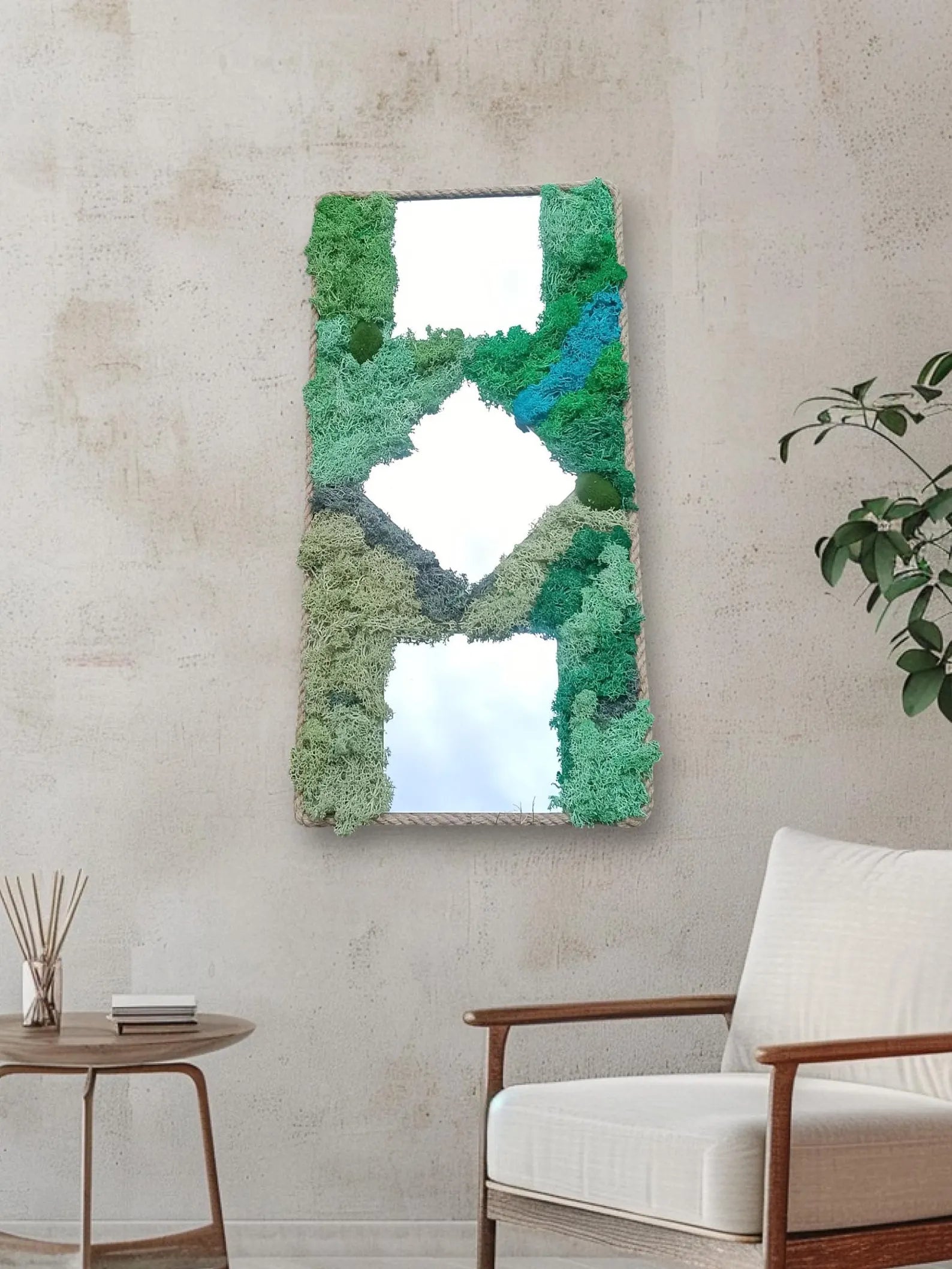 3D Icelandic Moss Mirror – Handmade Eco-Friendly Wall Decor