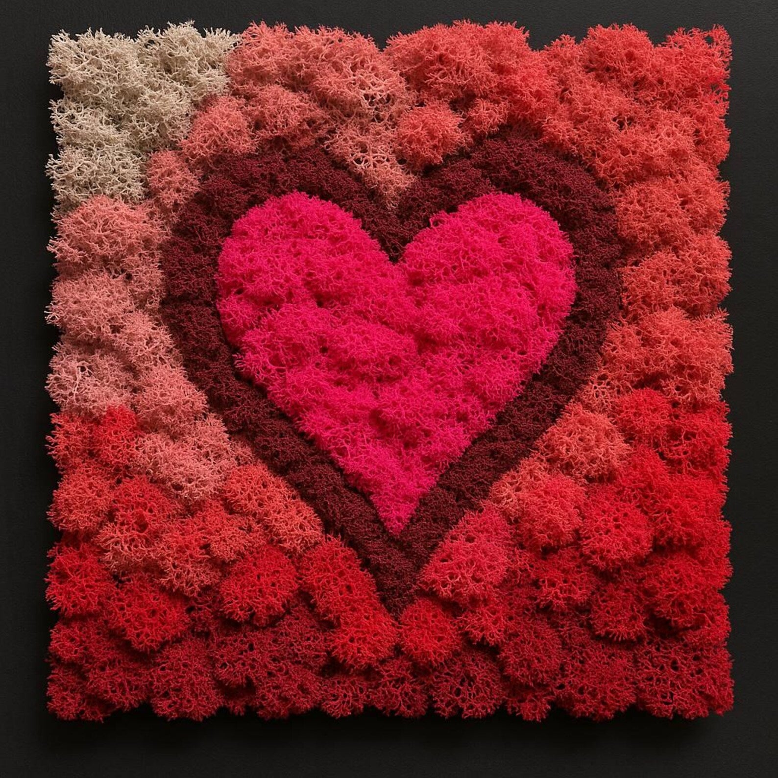 Reindeer Moss Artwork | Love Theme Preserved Wall Décor