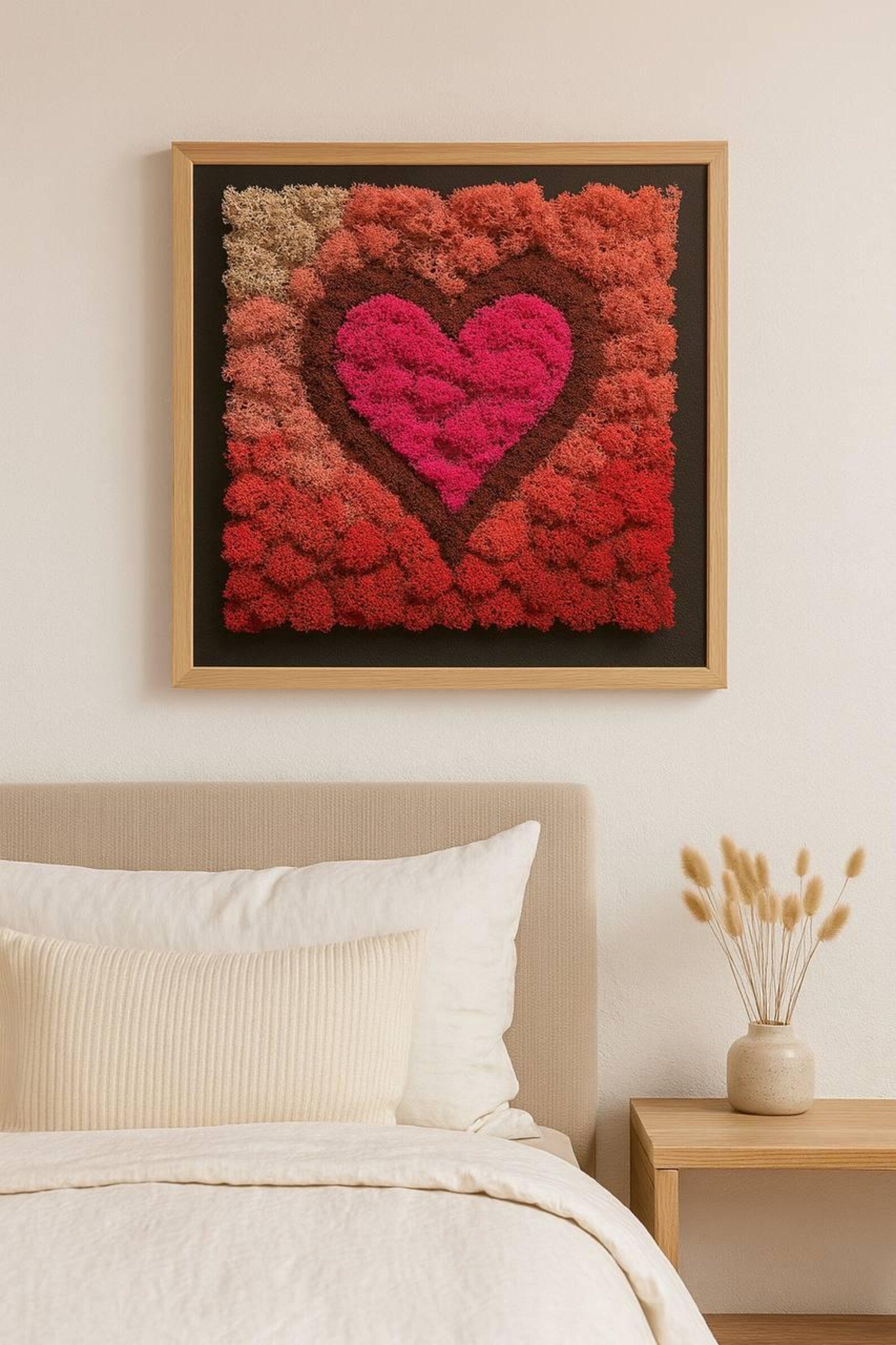 Reindeer Moss Artwork | Love Theme Preserved Wall Décor