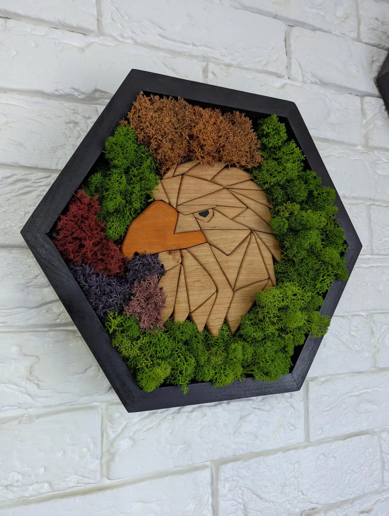 Eagle 3D Moss Wall Art | Geometric Wood Mosaic Wildlife Decor