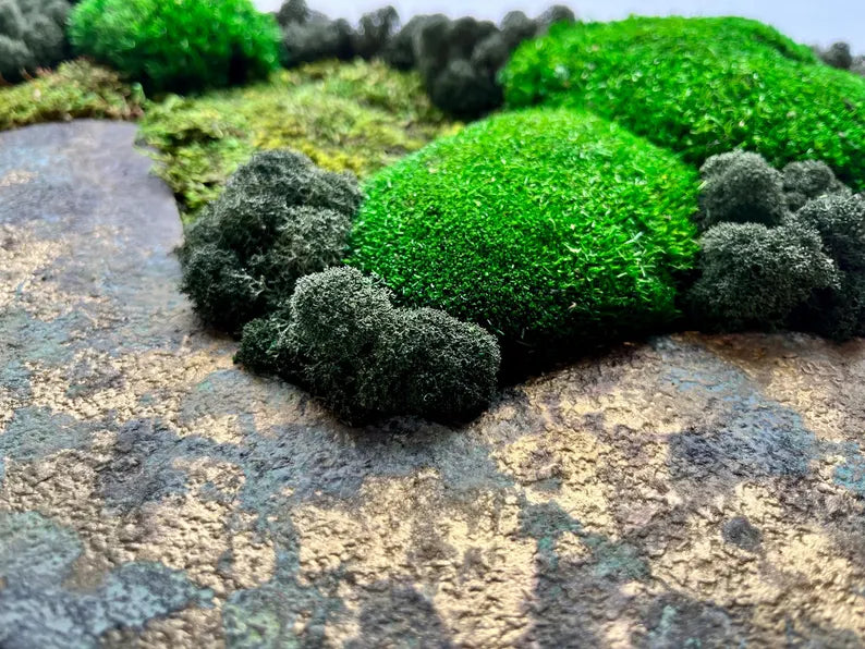 Preserved Moss Wall Decor – Patina Textured Artwork, Handmade Nature Art